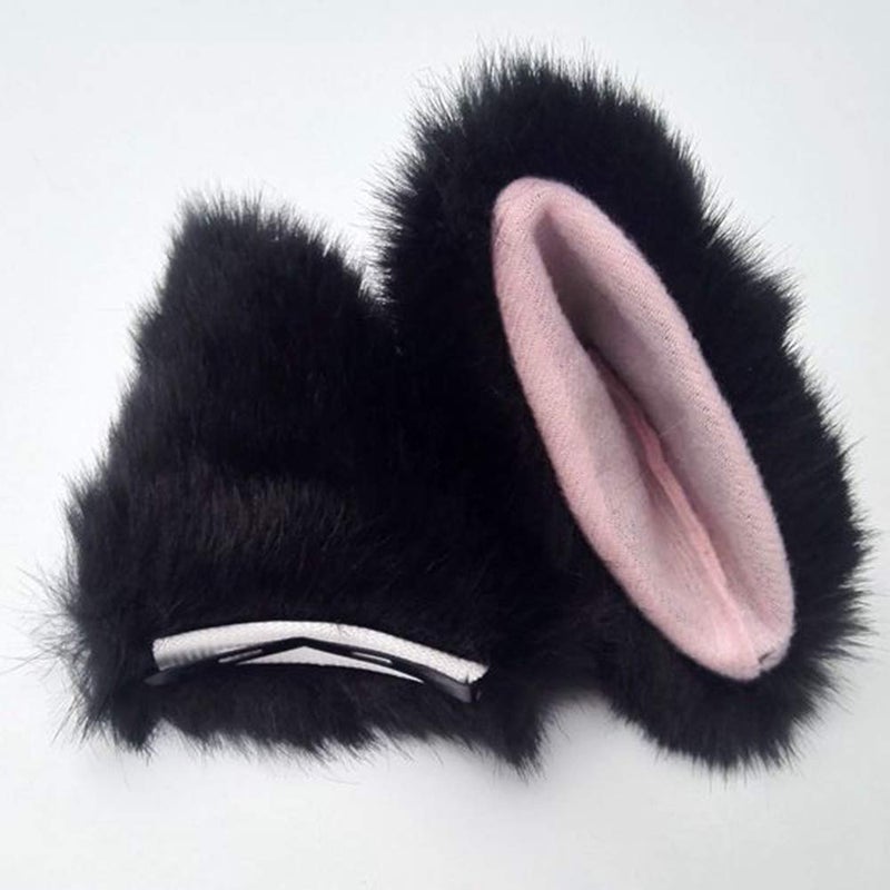 ZCMG Cat Ears Hair Clips Fox Ears Barrettes Women Furry Fur Cat Headpiece Holiday Hair Pins Sweet Halloween Party Decoration Headband Anime Cosplay Costume Kitty Kitten Hair Accessories Black - Pink - Image 5